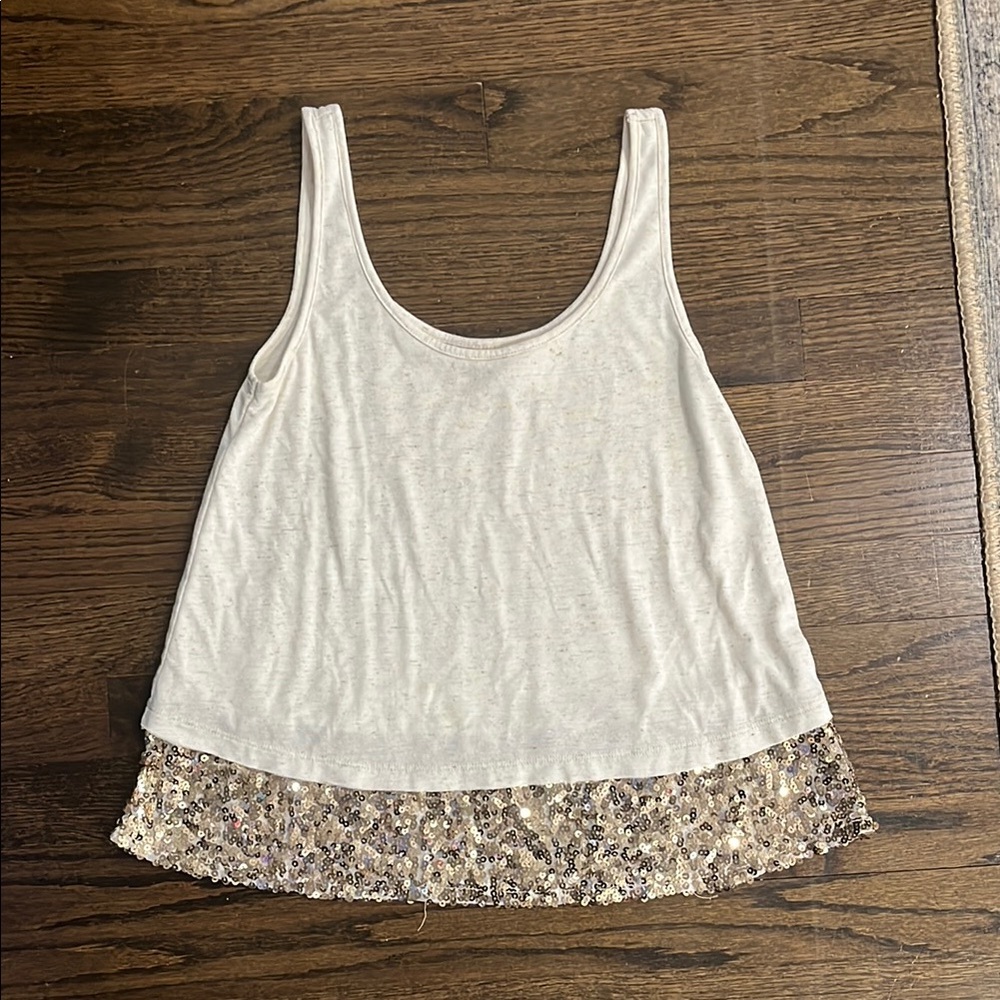 Mudd White Sequin Crop Tank Top